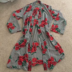 Beautiful striped/floral Semi sheer long cardigan